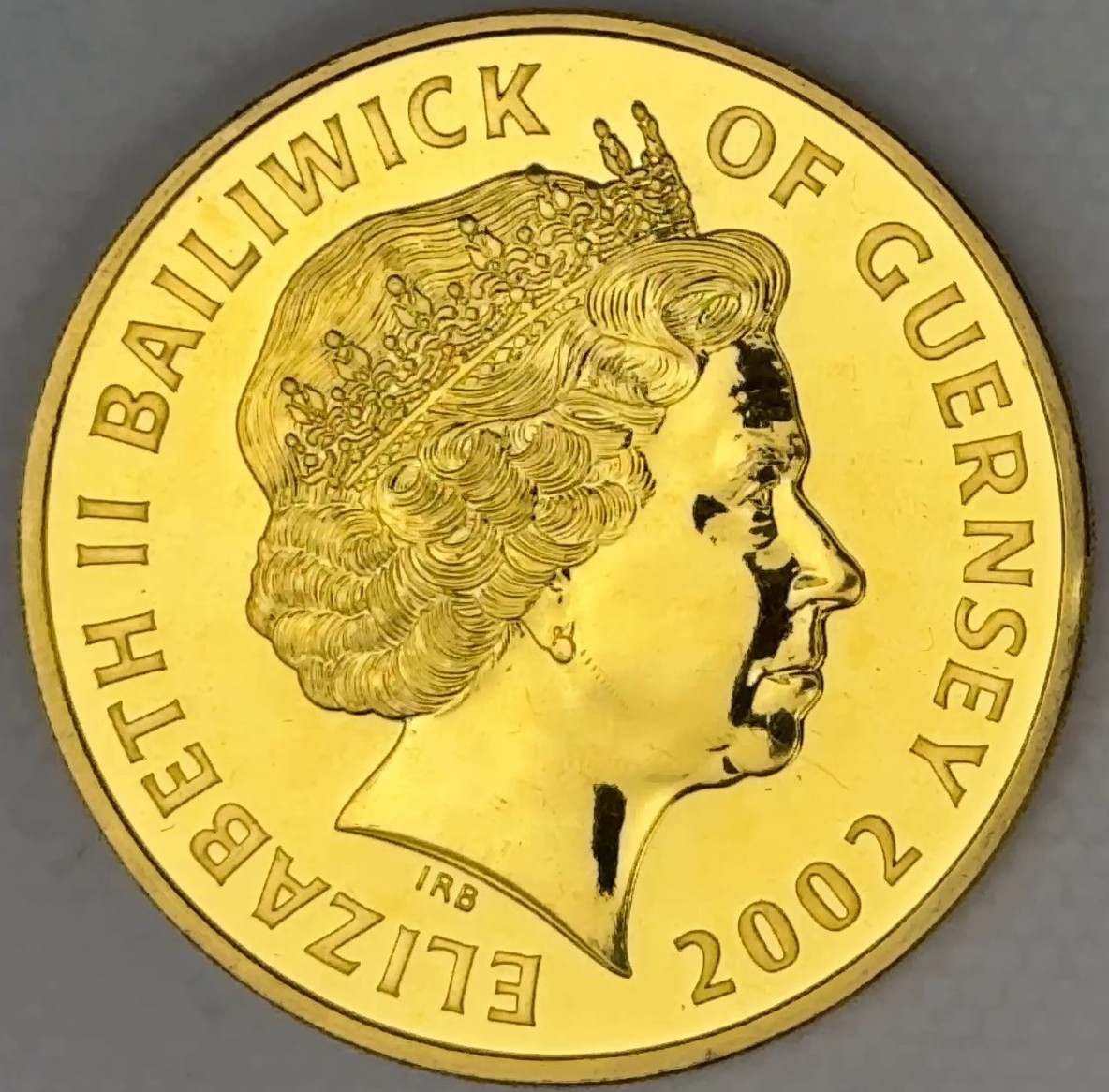 2002 Guernsey Golden Jubilee £5 GILT Gold Plated